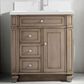 James Martin Vanities Bristol 30" Single Bathroom Vanity in Whitewashed Walnut with Single Hole 3 cm White Zeus Quartz Top and Rectangular Sink, , large