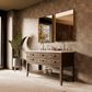 Lexora Home Norwalk 60" Double Bathroom Vanity in Brown Oak with White Cultured Marble Top  and Rectangle Sink, , large