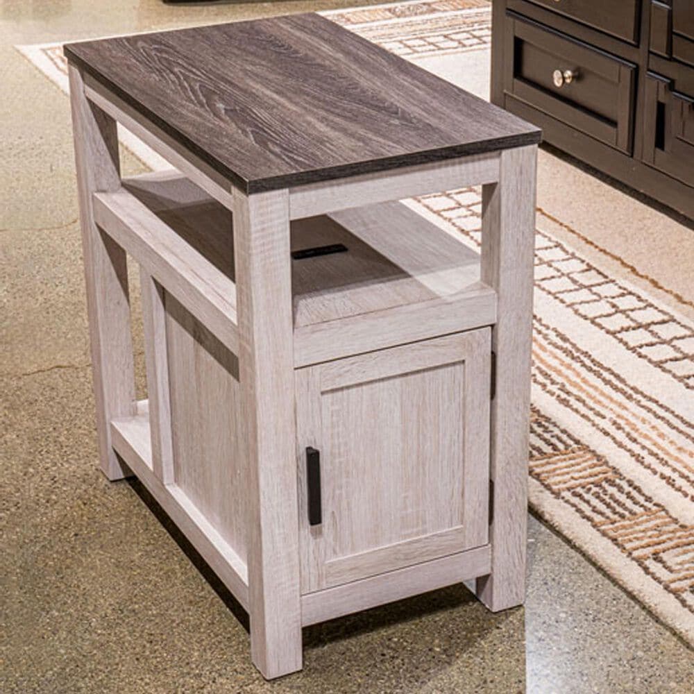 Ashley Fendenmore Chairside End Table in Antiqued White and Gray, , large