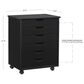 Linon Home Decor Cary 6-Drawer Wide Rolling Cart in Black, , large