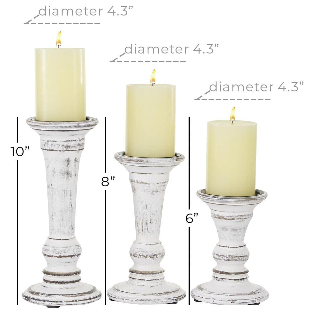 Maple and Jade 6&quot;, 8&quot;, 10&quot; Decorative Candle Holder in White &#40;Set of 3&#41;, , large