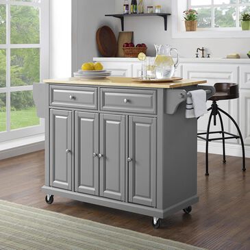 Crosley Furniture Kitchen Island in Grey with Wood Top, , large