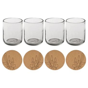 Gibson Home Sayulita Spring 8-Piece Hand Made 16 oz. Clear Glass Double Old Fashioned Set with Coasters, , large