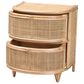 Baxton Studio Oleta 2-Drawer Rattan Nightstand in Natural Brown, , large
