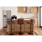 Lumisource Lombardi Swivel Adjustable Barstool with Grey Cushion in Black and Walnut, , large