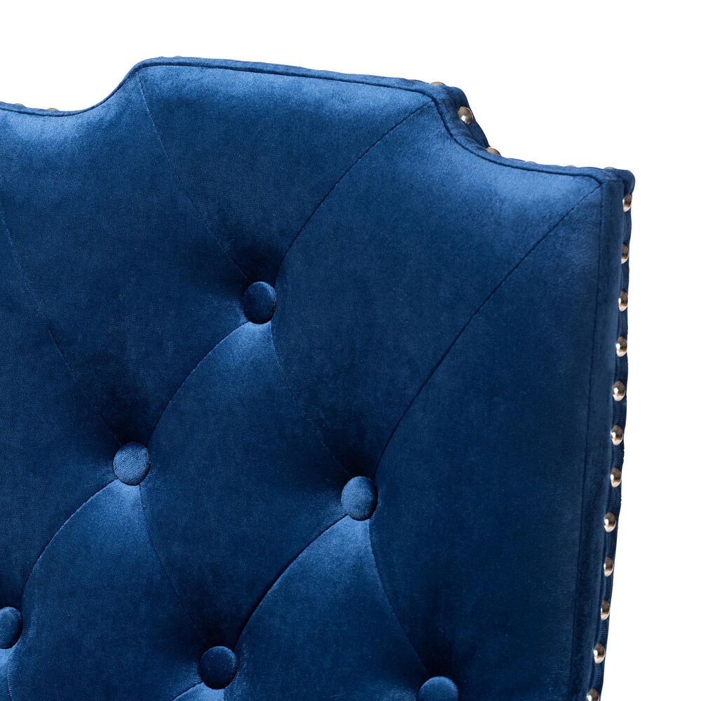 Baxton Studio Dylin Side Chair with Royal Blue Cushion in Espresso Brown (Set of 2), , large