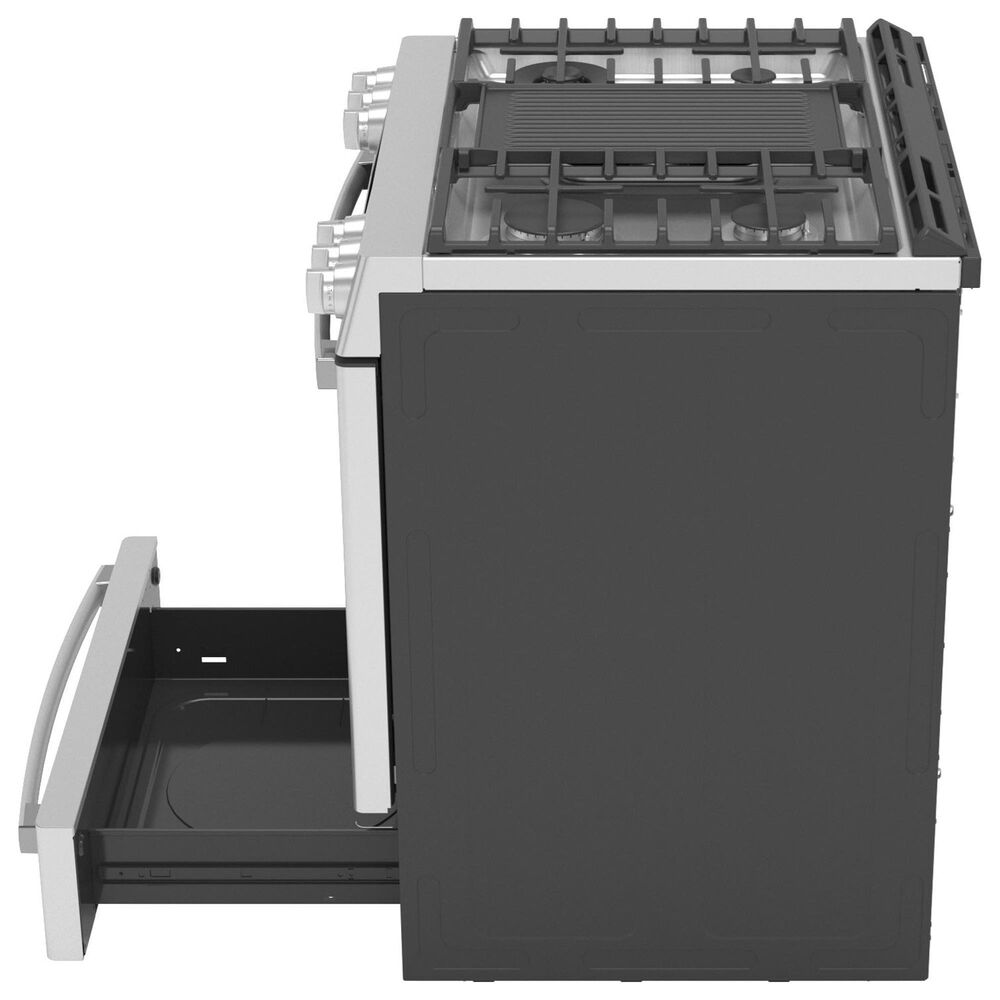 GE Profile 30" Dual Fuel SlideIn FrontControl Range in Fingerprint