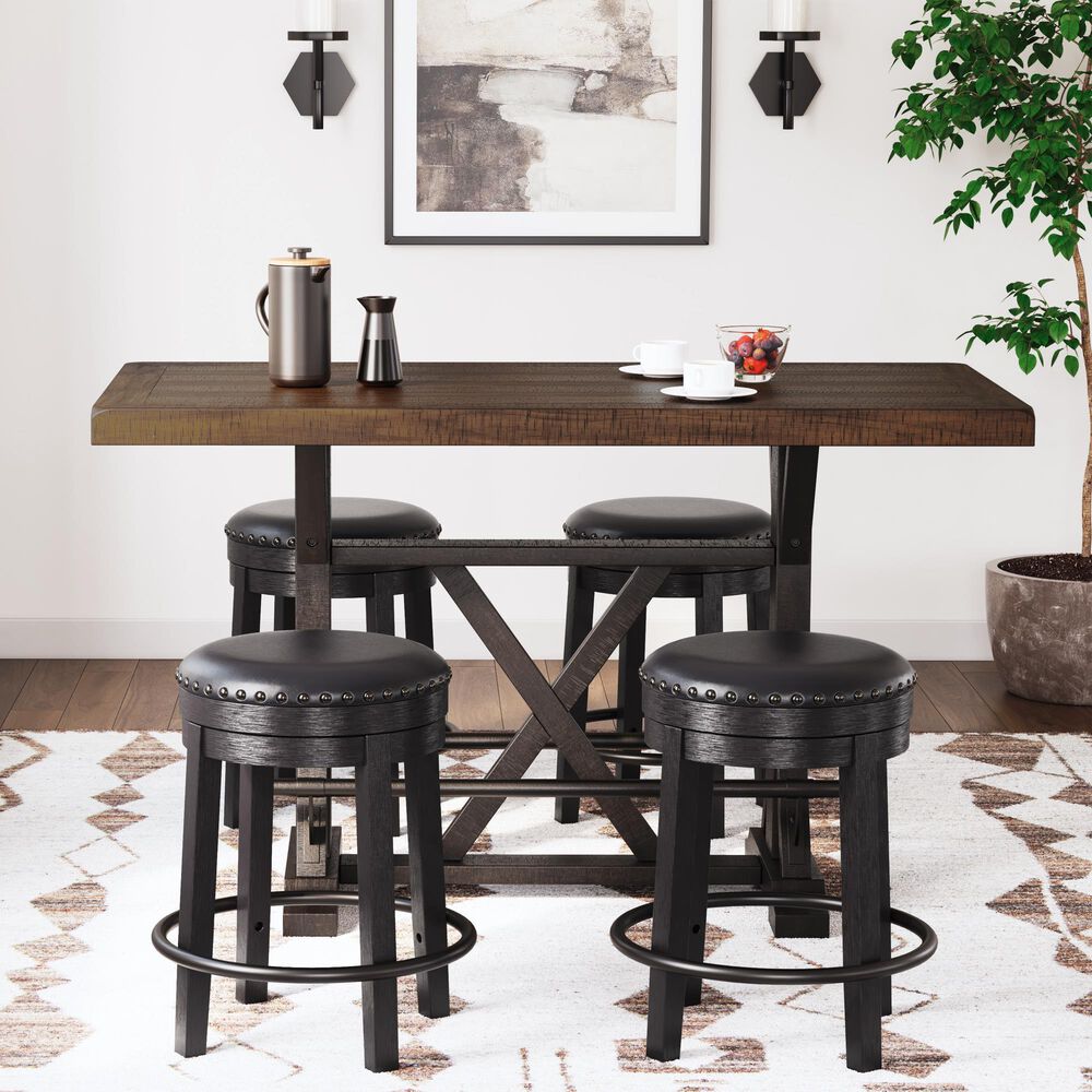 Ashley Valebeck 5-Piece Counter Height Dining Set in Black and Brown, , large
