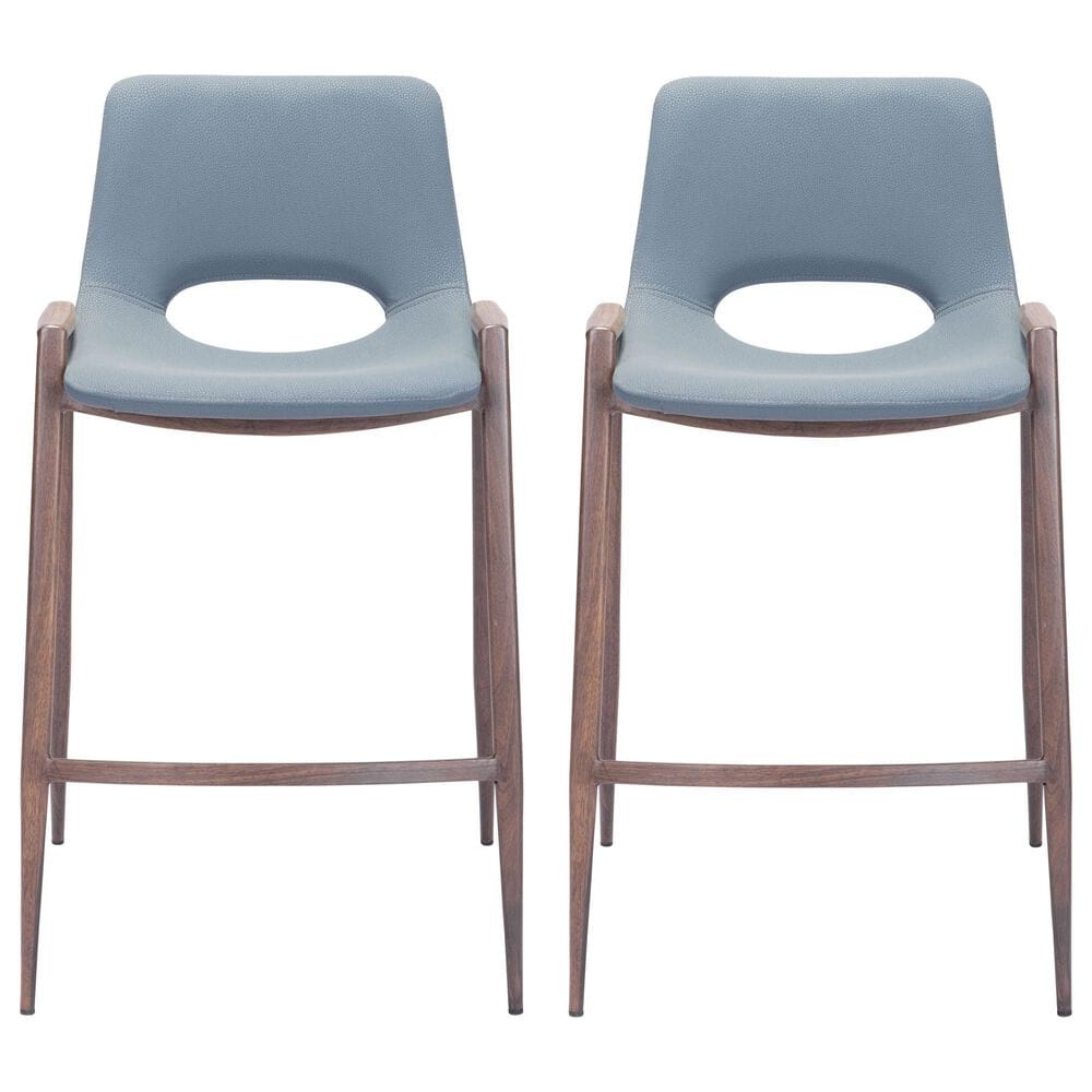 Zuo Modern Desi Counter Stool in Gray and Dark Brown &#40;Set of 2&#41;, , large