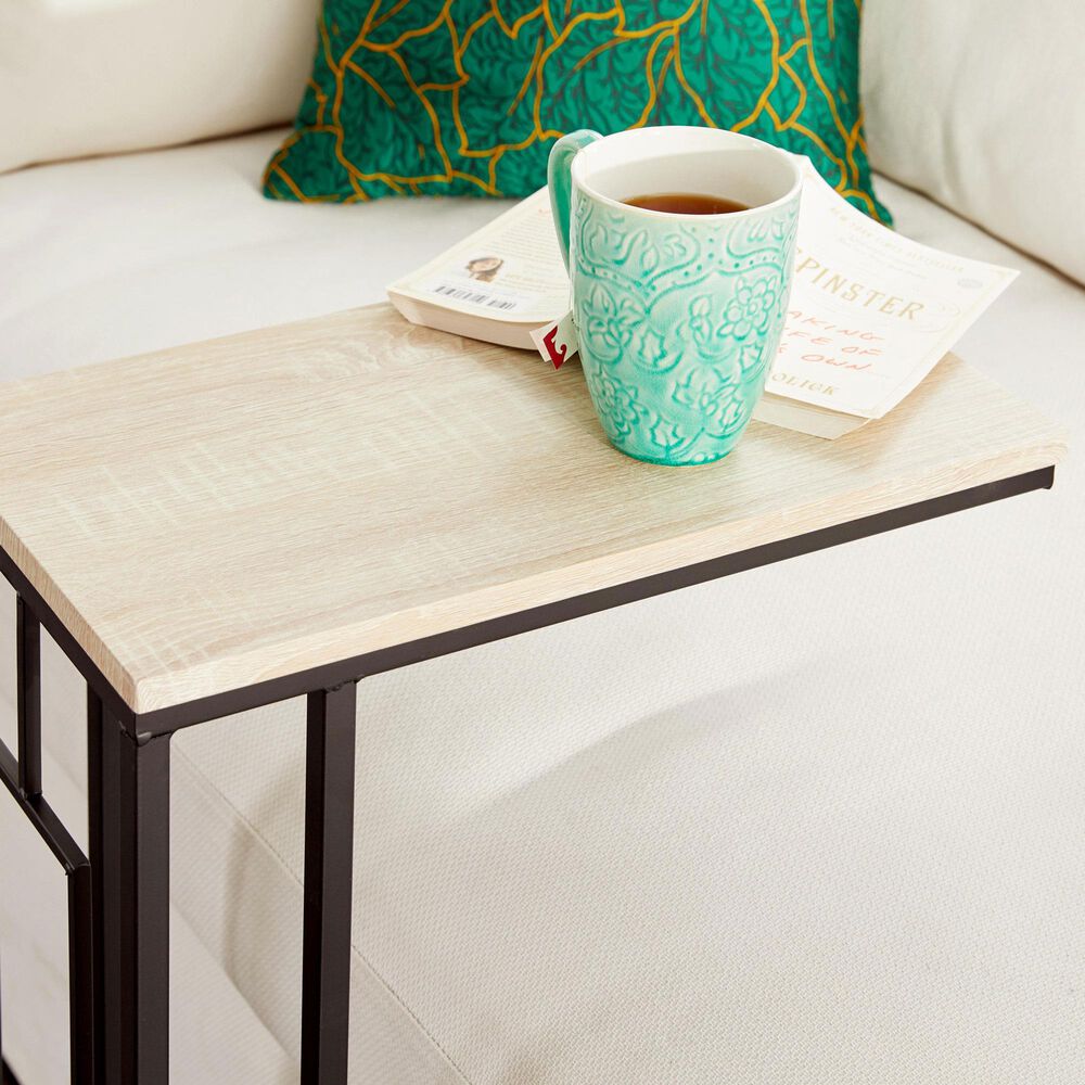 Maple and Jade C-Shaped Accent End Table in Cream and Black, , large