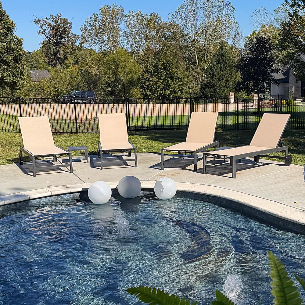 HOMLUX 3-Piece Patio Chaise Lounge Set with Straight-Leg in Beige, , large