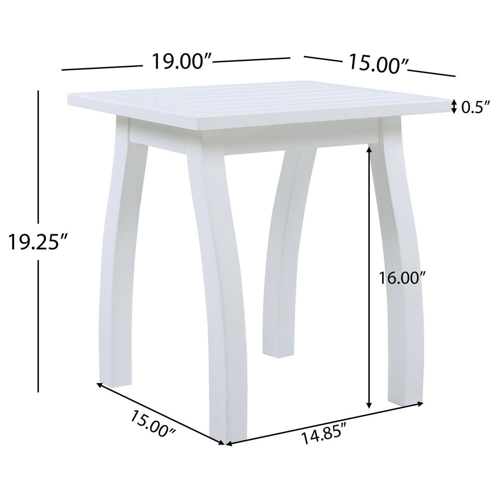 Hearth and Haven Selma Outdoor End Table with Slatted Top and Curved Legs in White, , large