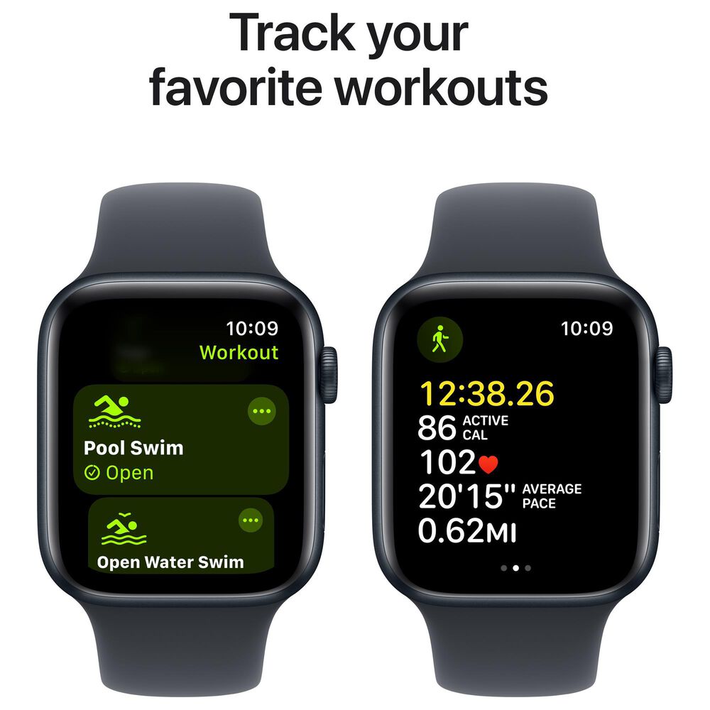 Apple Watch SE GPS 44mm Midnight Aluminum Case with Midnight Sport Band - M/L, , large