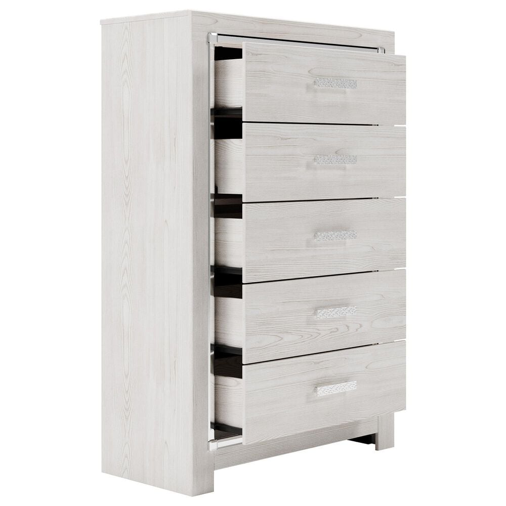 Ashley Altyra 5 Piece Full Panel Bedroom Set in White with LED Headboard, , large