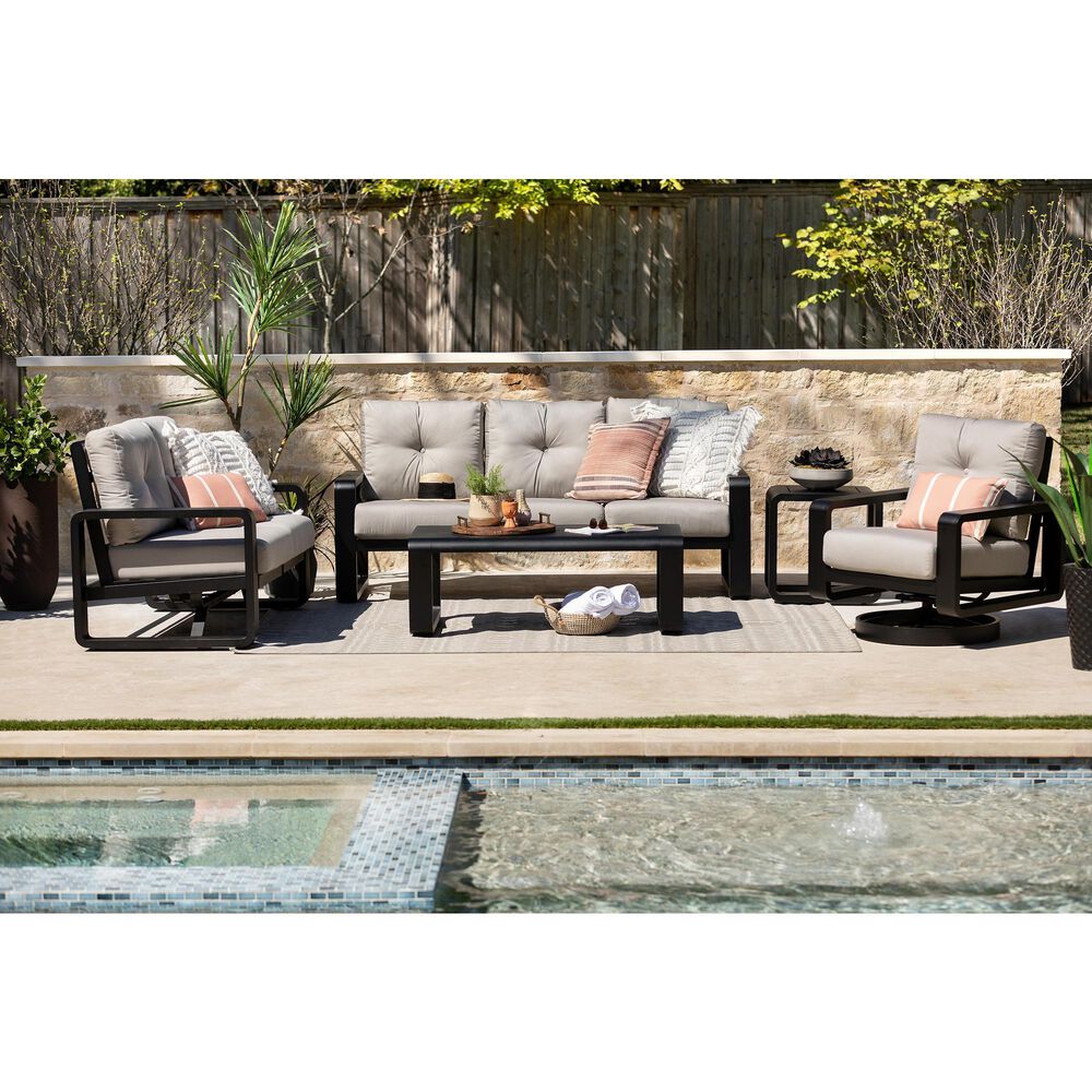 Woodard Vale Coffee Table in Textured Black Finish, , large