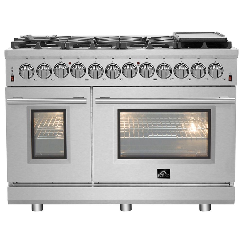 Forno Massimo 48" Freestanding Dual Fuel Range in Stainless Steel, , large