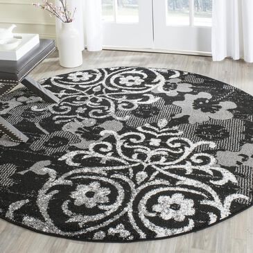 Safavieh Adirondack ADR114A-6R 6" x 6"  Black/Silver Round Rug, , large