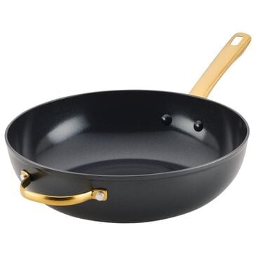 Farberware Forged Induction 12.25" Ceramic Nonstick Stir-Fry Pan with Helper Handle in Black and Gold, , large