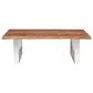 Linden Boulevard Brownstone Cocktail Table in Chrome and Brown, , large