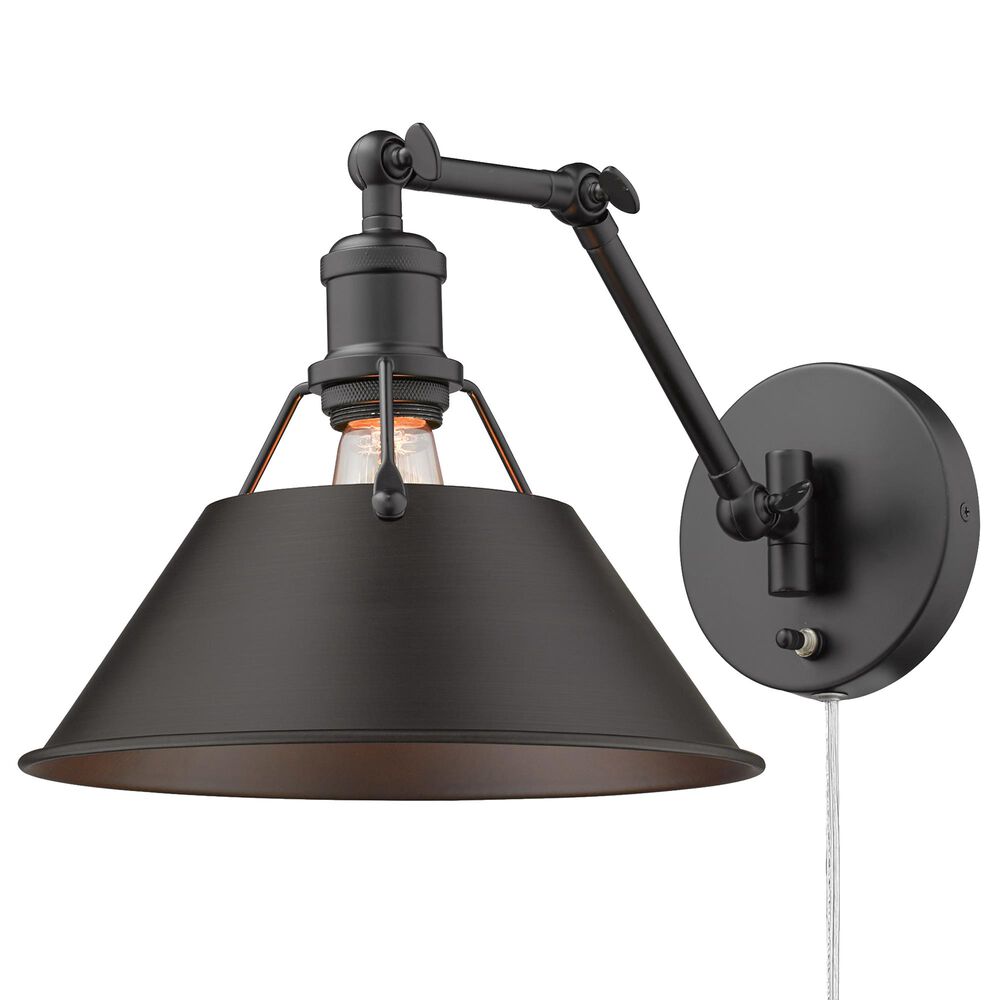 Golden Lighting Orwell 1-Light Wall Sconce in Matte Black and Rubbed bronze, , large