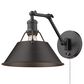 Golden Lighting Orwell 1-Light Wall Sconce in Matte Black and Rubbed bronze, , large