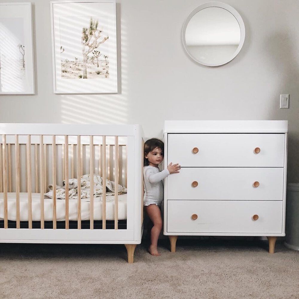 Babyletto Lolly 3 Drawer Changer Dresser with Removable Changing Tray in White and Natural, , large