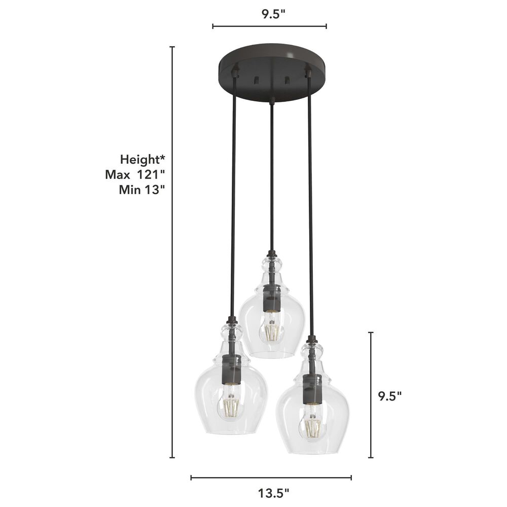Hunter Maple Park 14&quot; 3-Light Cluster in Noble Bronze, , large