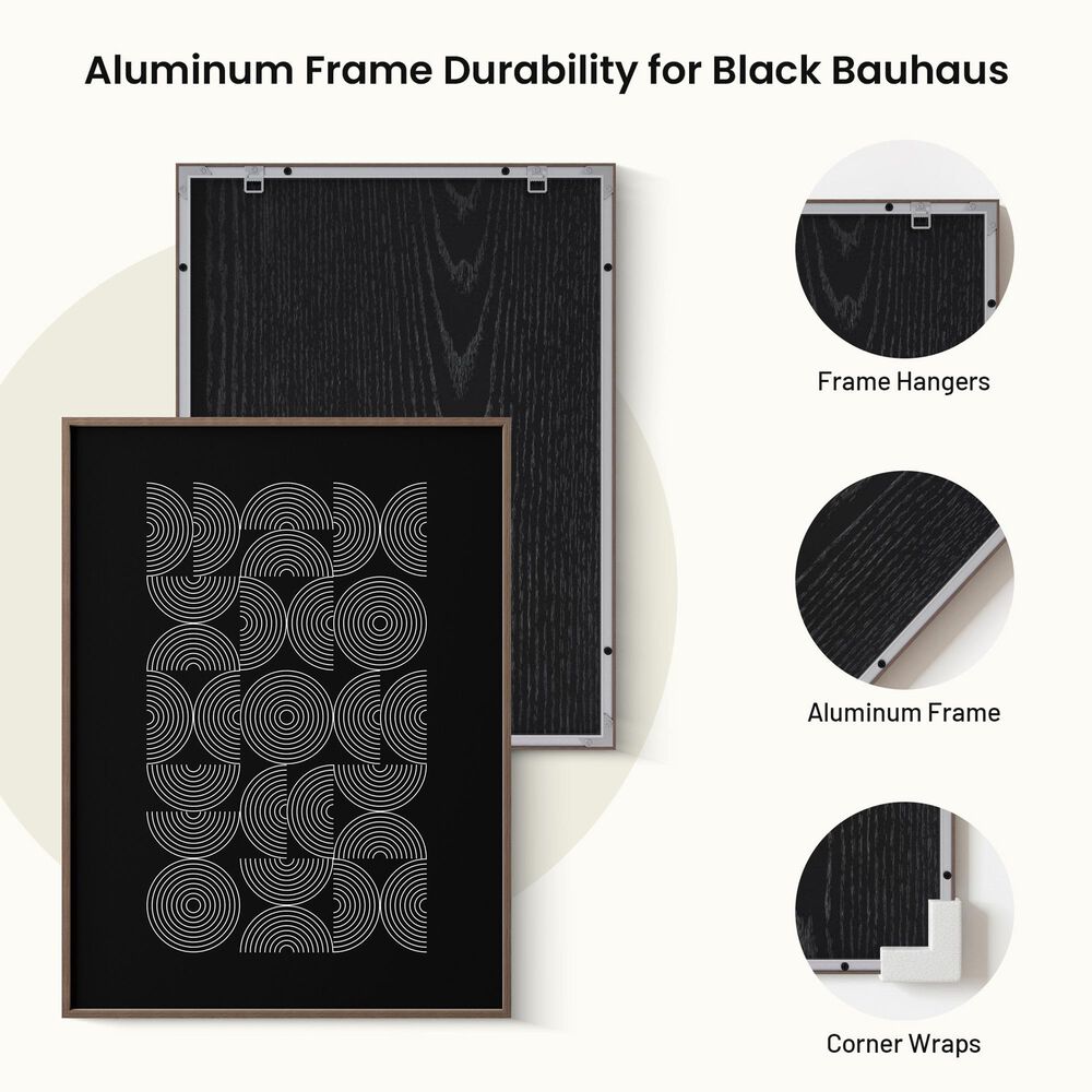 HOMLUX 24" x 18" Circles Canvas Art in Black and White, , large