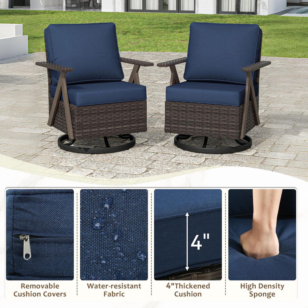 Sunwell Garden 3-Piece Patio Chat Set in Navy, , large