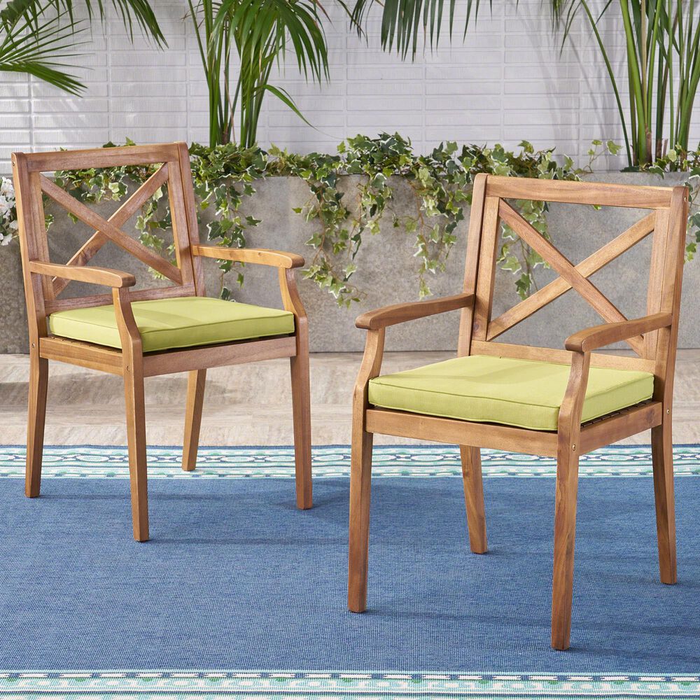 Hearth and Haven Perla Outdoor Dining Chair in Green (Set of 2), , large