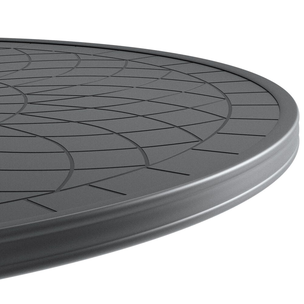 Hearth and Haven Outdoor Aluminum Dining Table with Round Table Top and Carved Texture, Black, , large