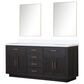 Lexora Home Abbey 72" Double Bathroom Vanity in White Oak with 2 cm White Quartz Top, Rectangular Sinks and 70" Mirror, , large