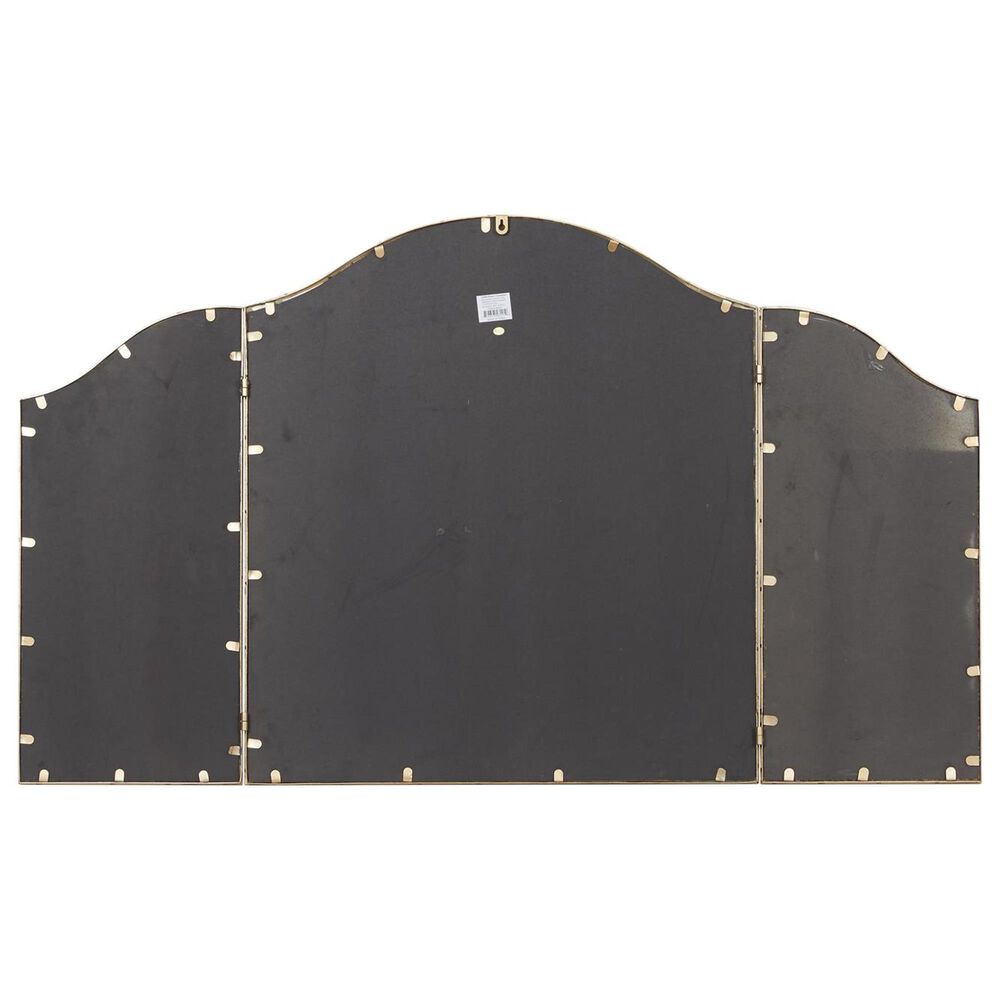 Maple and Jade Metal Arched Wall Mirror with Folding Sides in Satin Gold, , large