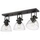 Golden Lighting Hines 3-Light Semi Flush in Rubbed Bronze with Seeded Glass, , large