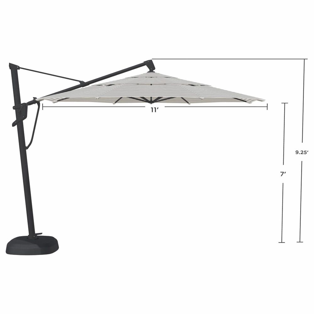 Garden Party Starlux AKZ Plus 11" Octagon Cantilever Umbrella with Black Base in Richmond Stone Stripe, , large