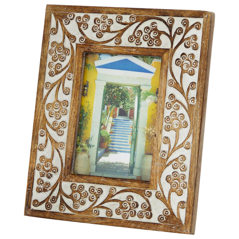Maple and Jade Traditional Wood Photo Frame in Matte Brown and Whitewashed, , large