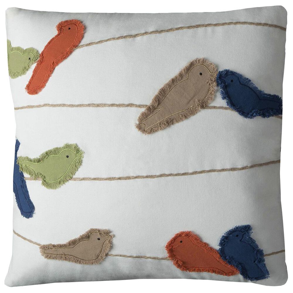 Rizzy Home 20" x 20" Pillow Cover in White with Birds, , large
