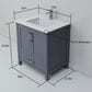 Lexora Home Jacques 30" Single Bathroom Vanity in Dark Grey with 2 cm White Quartz Top and Rectangular Sink, , large