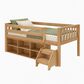 Birch Hollow Scandinavian Twin Low Loft Bed with Bookcase and Stepstool in Blonde, , large