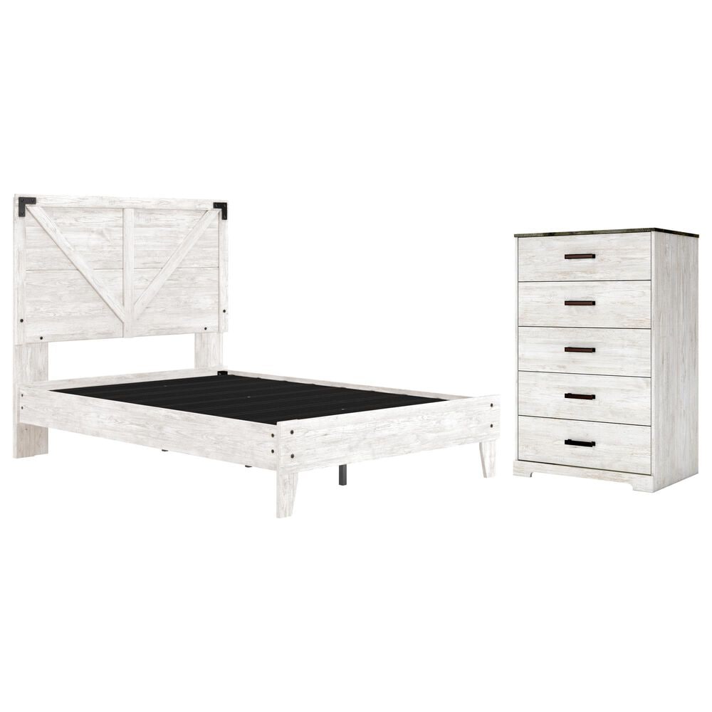 Ashley Shawburn 2-Piece Full Panel Bed Set in White and Dark Charcoal, , large