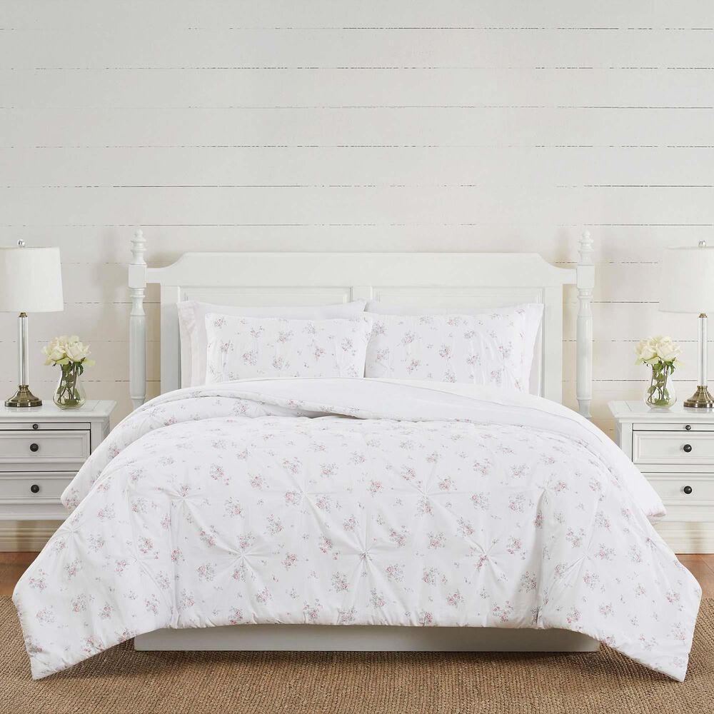 Pem America Rosebury 2-Piece Twin Comforter Set in White and Pink, , large
