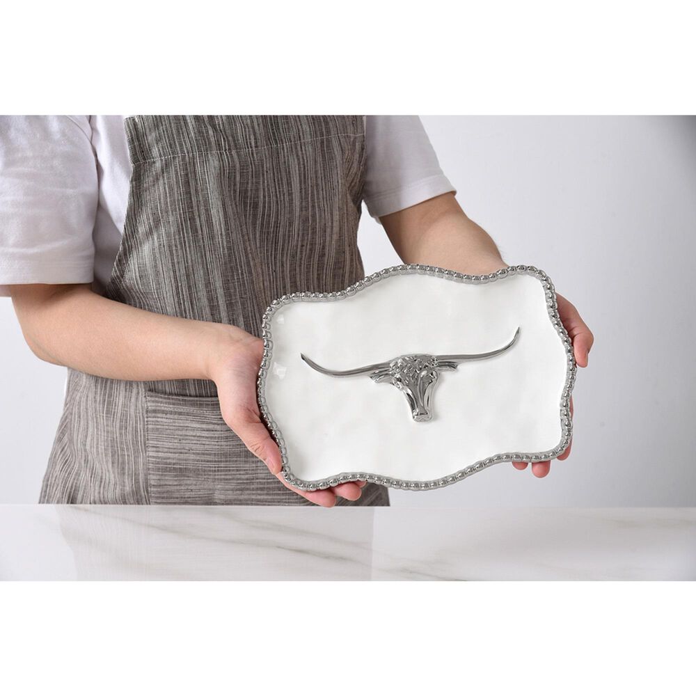 Pampa Bay Longhorns Small Tray in White and Silver, , large