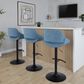 LumiSource Fabrico Swivel Adjustable Bar Stool with Blue Noise Fabric Upholstery and Rounded T Footrest in Black (Set of 2), , large