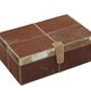 Maple and Jade 2-Piece Handmade Cowhide Decorative Box Set with Snap Front Closure in Brown and White, , large