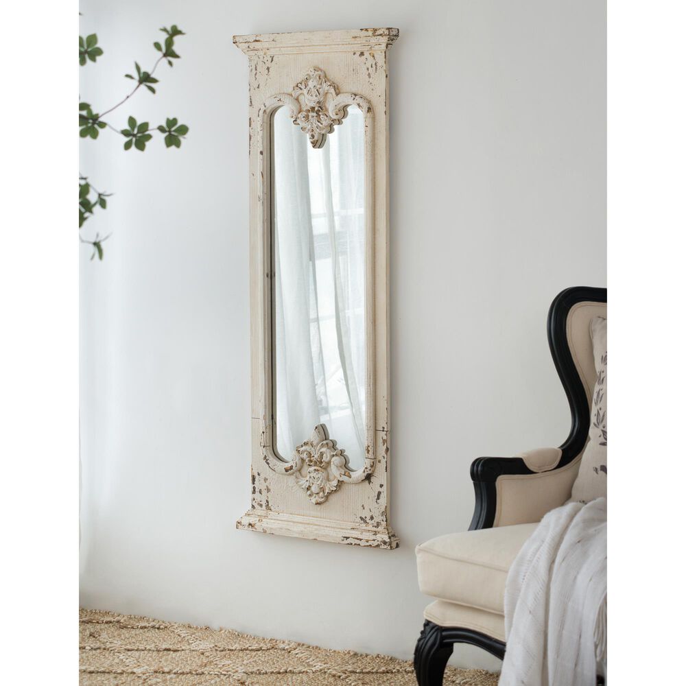 Hearth and Haven Full Length Wall Mirror with Solid Wood Frame in White, , large