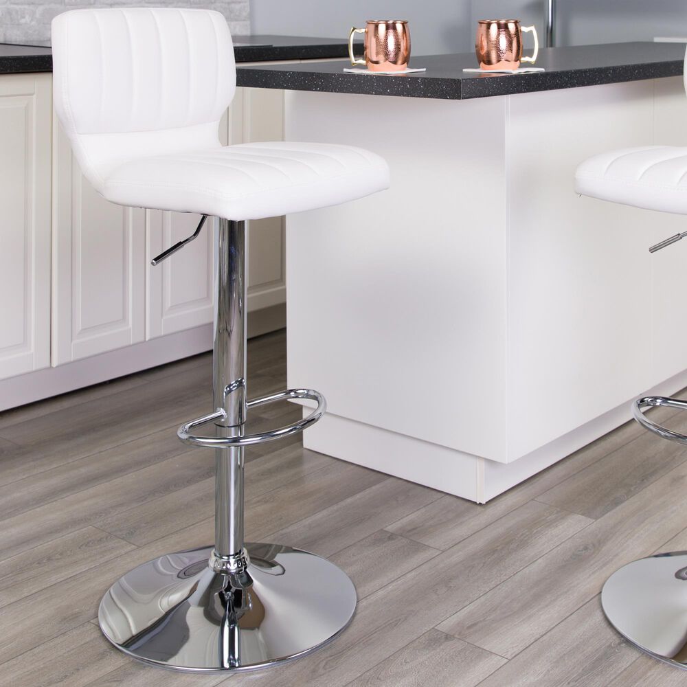 Flash Furniture Adjustable Barstool in White, , large