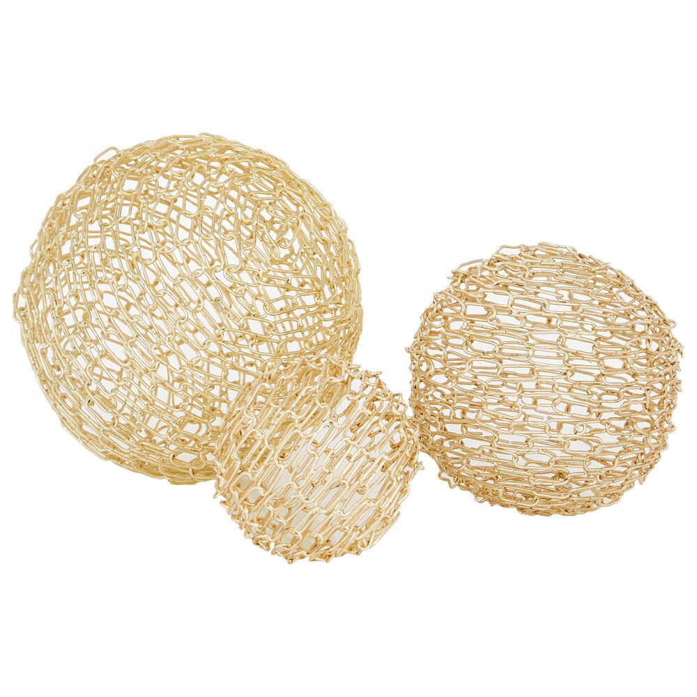 CosmoLiving by Cosmopolitan Geometric Orb Sculpture in Gold (Set of 3), , large