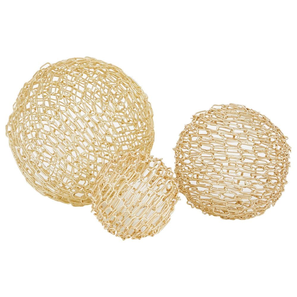 CosmoLiving by Cosmopolitan Geometric Orb Sculpture in Gold (Set of 3), , large