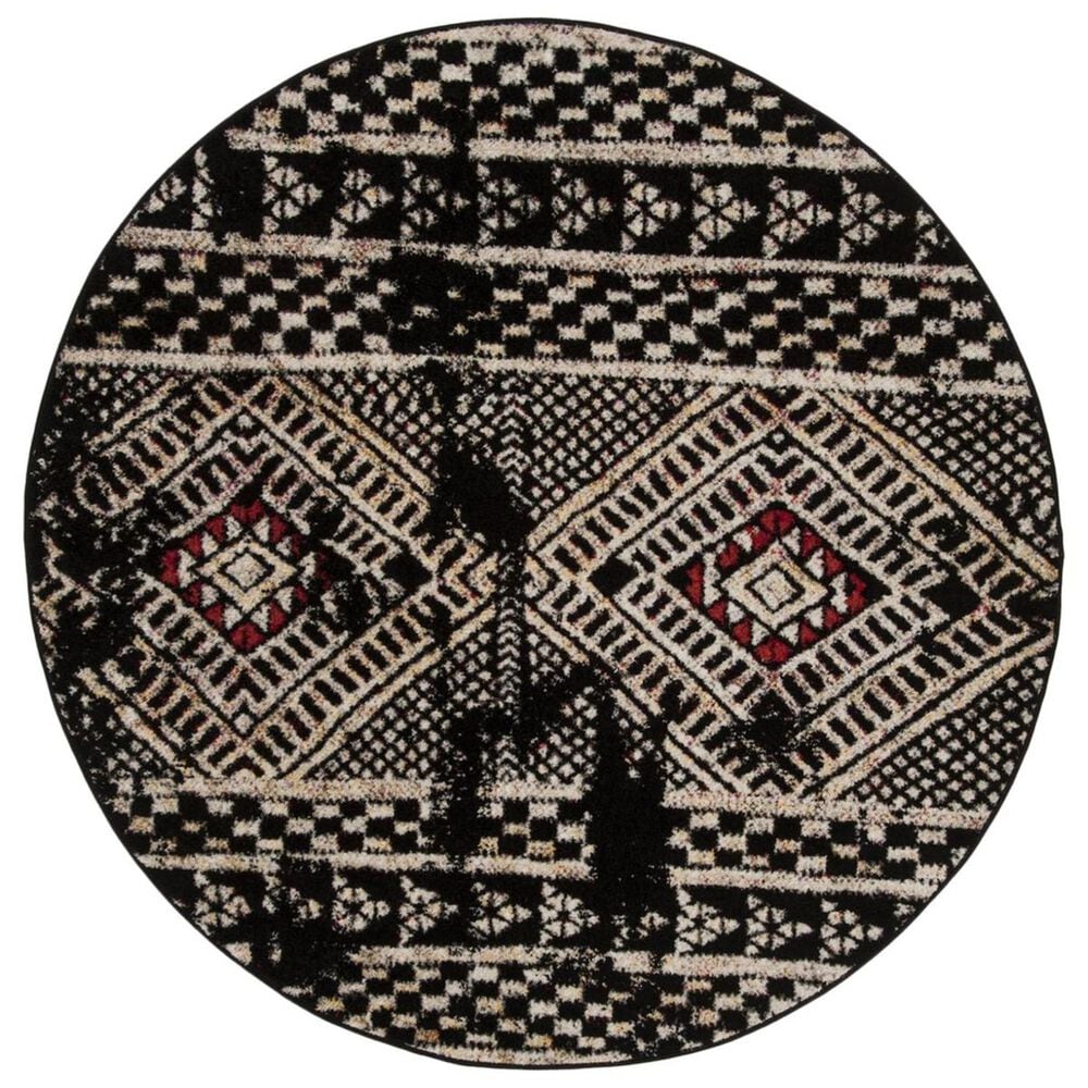 Safavieh Adirondack ADR202Z 6" Round Black and Light Grey Area Rug, , large