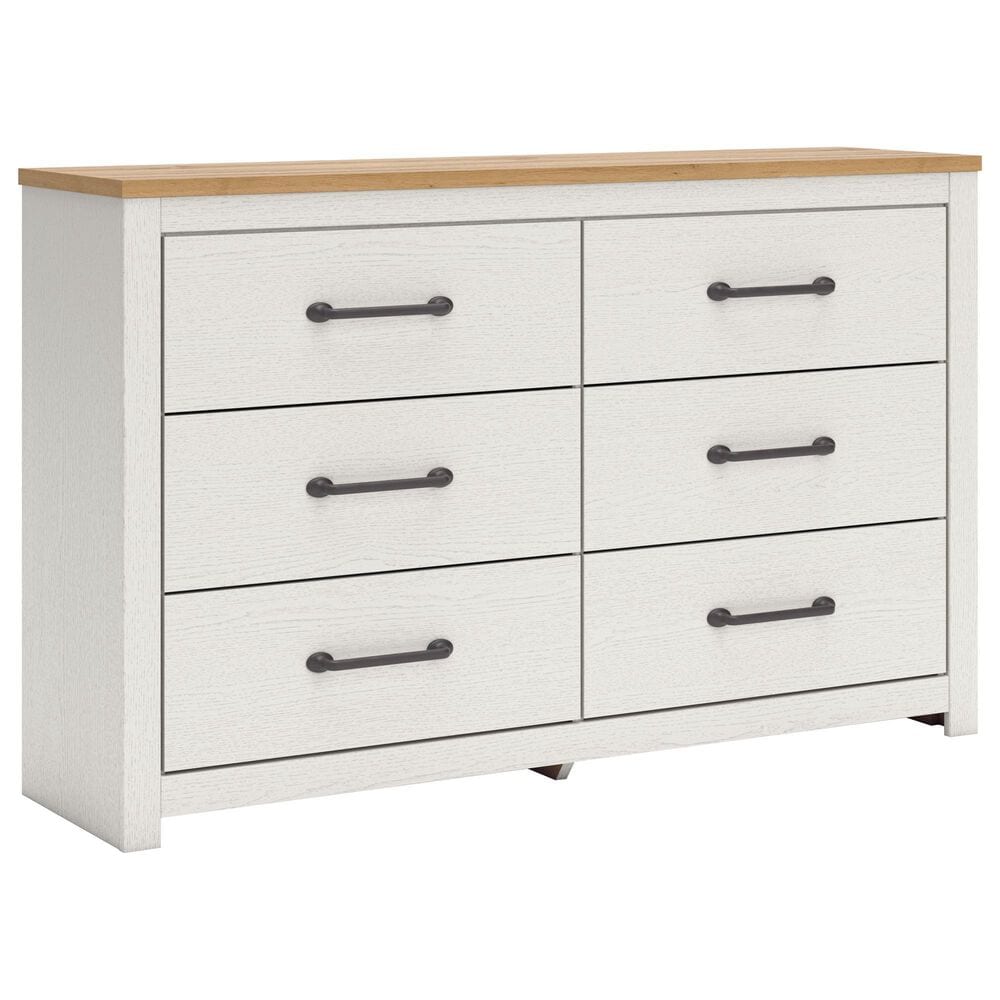 Ashley Linnocreek 6-Drawer Dresser in White and Warm Brown, , large